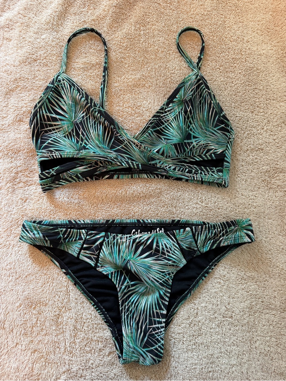 Cabana del Sol Tropical Palm Print Bikini Set – Size Small